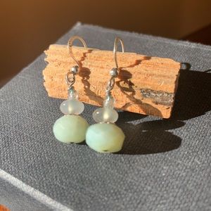 Handmade earrings with beautiful sea foam green stones